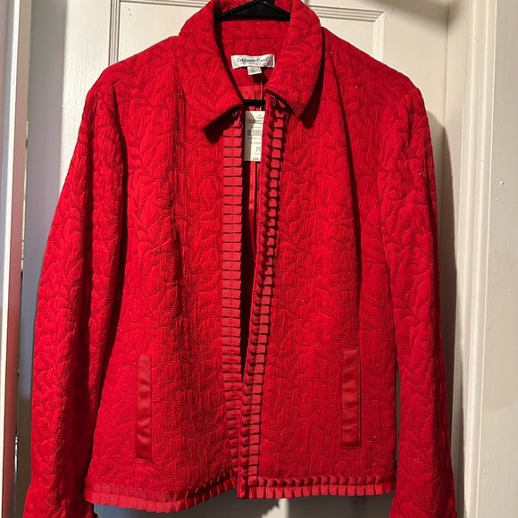 Coldwater Creek RED NWT Fabric Jacket P Large - Picture 5 of 12